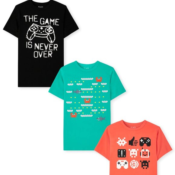 The Childrens Place Boys Game Graphic Tee 3-Pack-Medium (7/8) NWT - Picture 1 of 4